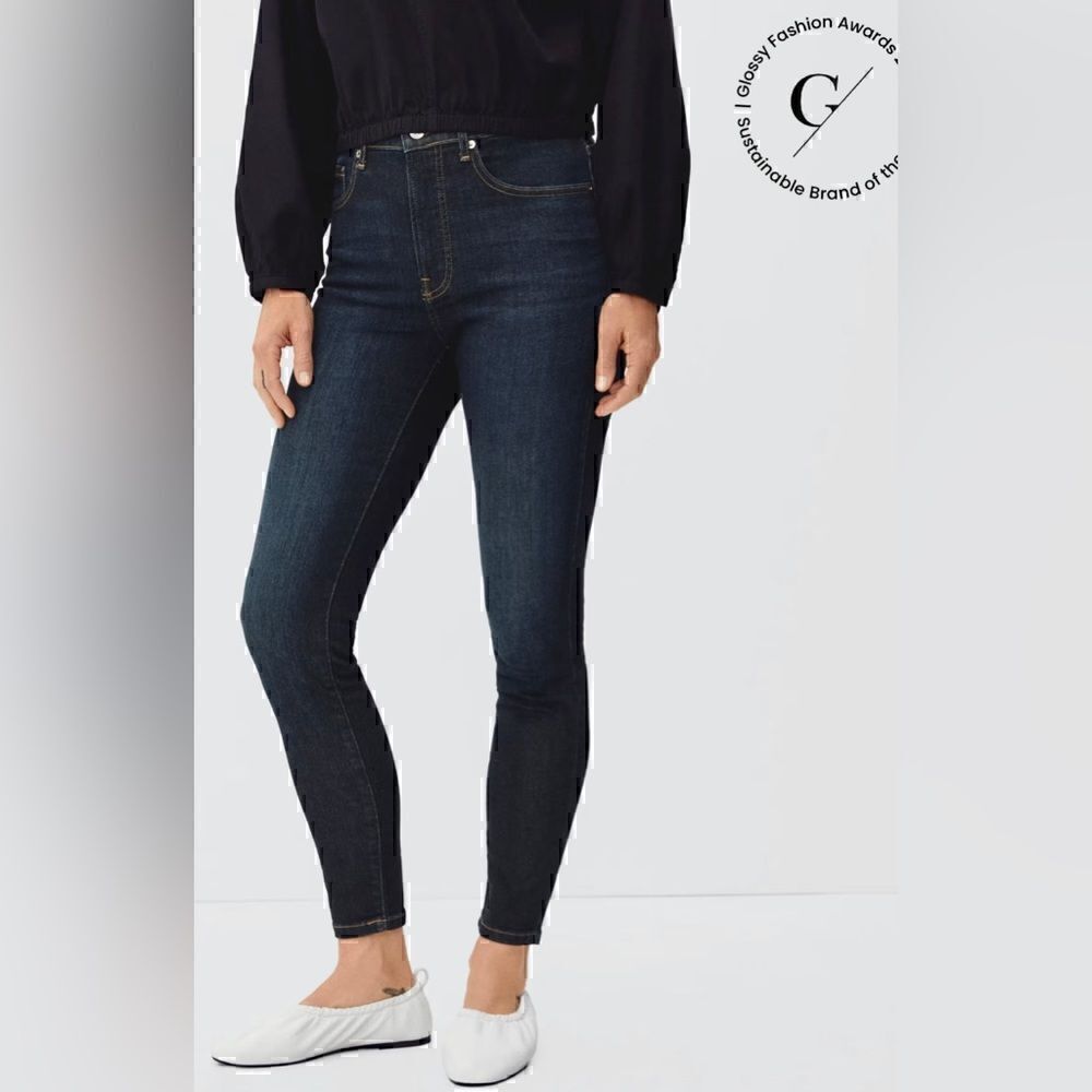 NWT Everlane The Authentic Stretch High-Rise Skinny Dark Wash Blue Size 23 Tall